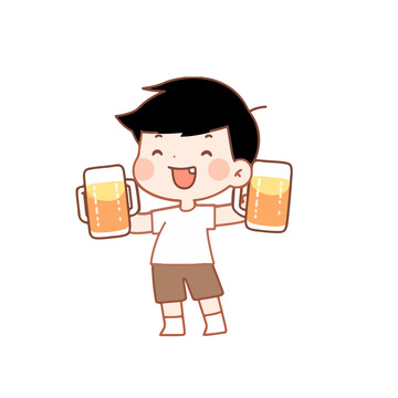 Q版男士在喝啤酒