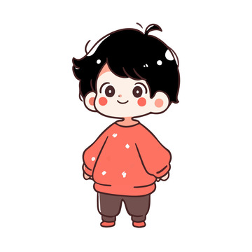 穿红色毛衣的可爱小男孩