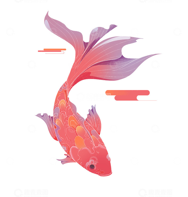源文件下载【趣麦麦图】国风线条锦鲤