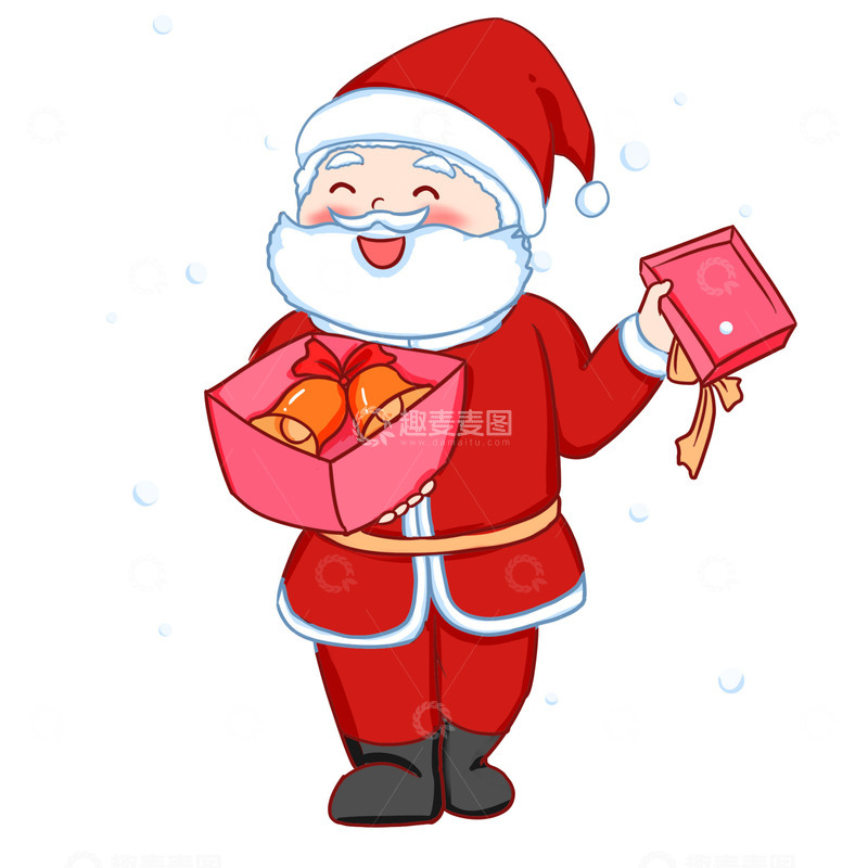 源文件下载【趣麦麦图】圣诞老人送礼打开礼盒