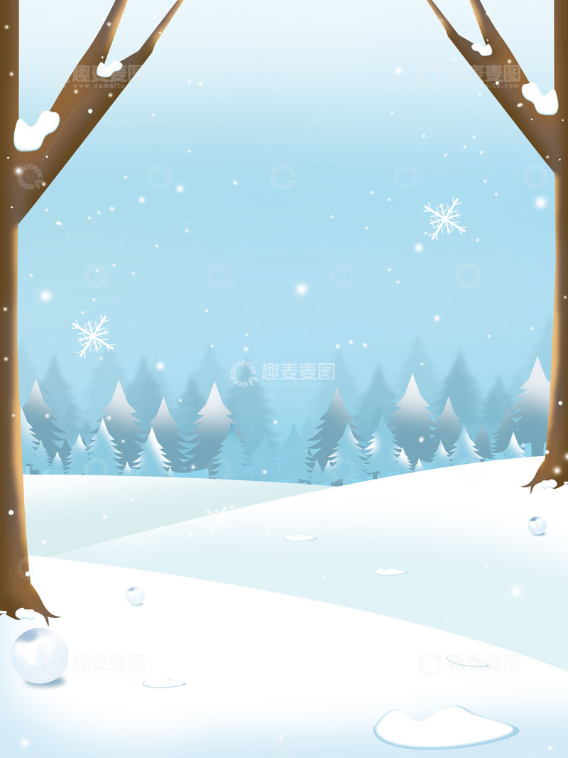 源文件下载【趣麦麦图】手绘简约小雪大雪海报背景