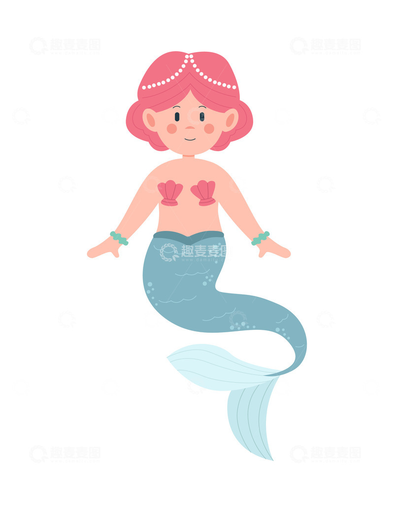 源文件下载【趣麦麦图】卡通简约可爱的美人鱼