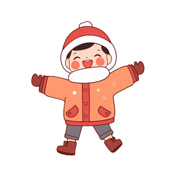 冬天玩耍庆祝的小朋友小孩