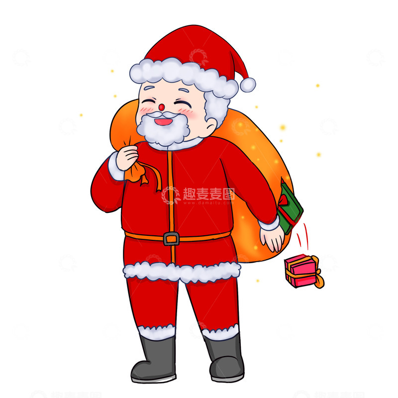 源文件下载【趣麦麦图】圣诞老人背礼物包裹随机掉落