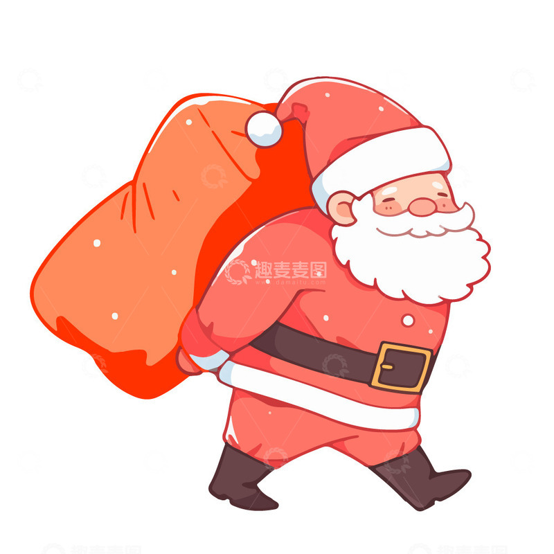 源文件下载【趣麦麦图】背着礼物的圣诞老人