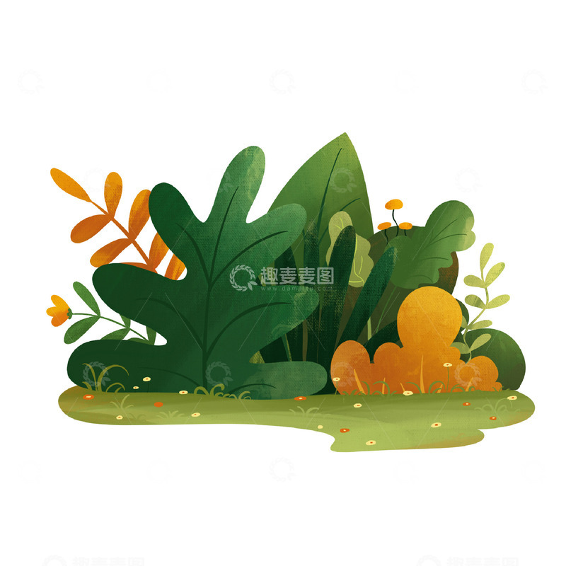 源文件下载【趣麦麦图】手绘绿植卡通植物花卉插画元素
