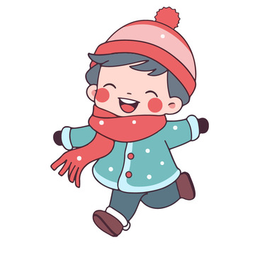 冬天玩耍庆祝的小孩