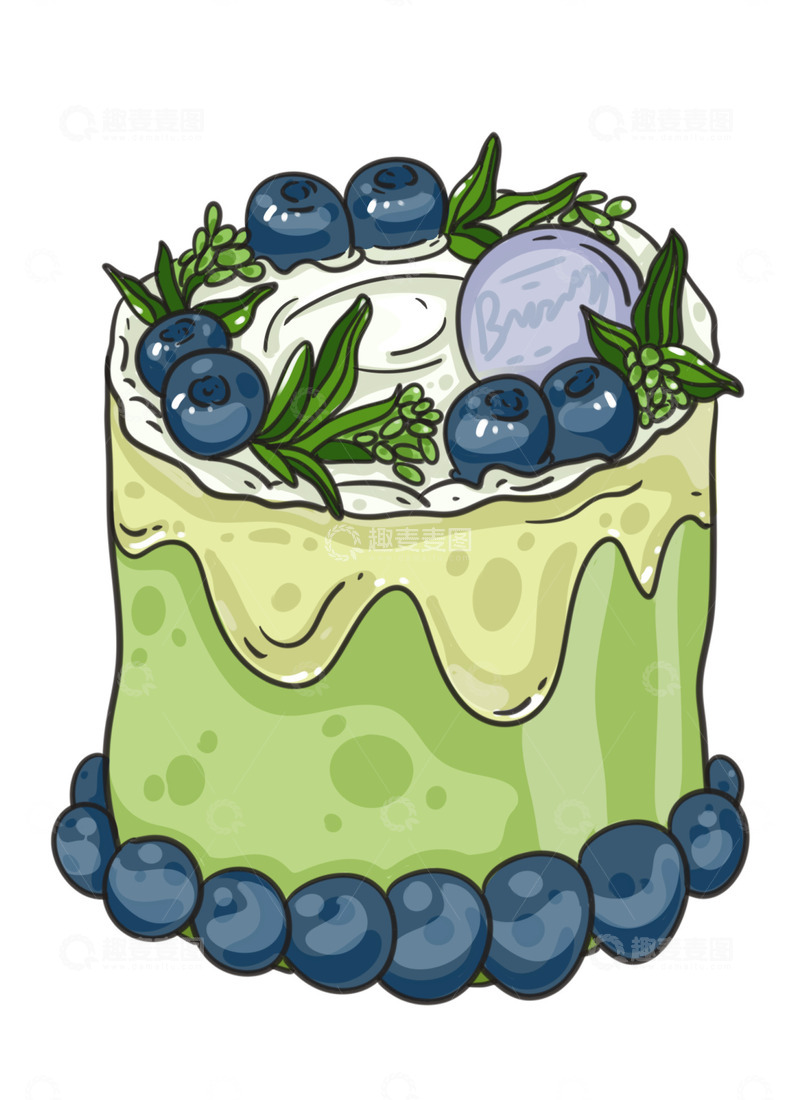 美味的蓝莓生日蛋糕
