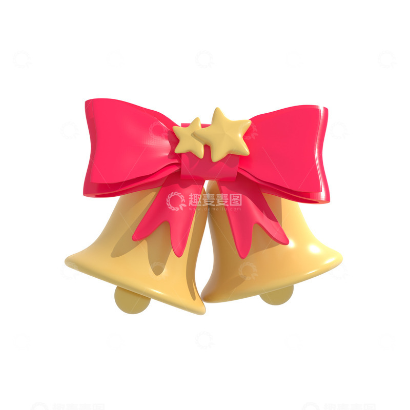 源文件下载【趣麦麦图】圣诞节3d立体可爱铃铛蝴蝶结节日装饰