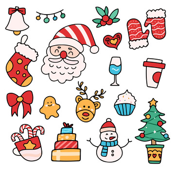 圣诞节日经典装饰卡通小元素
