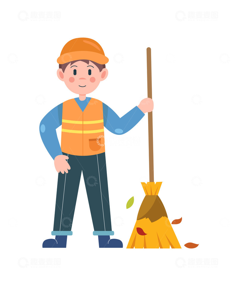 源文件下载【趣麦麦图】卡通可爱的环卫工人