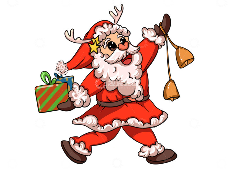 源文件下载【趣麦麦图】送礼物的圣诞老人