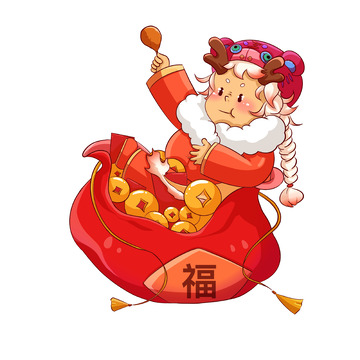 新年龙年钱袋子金币