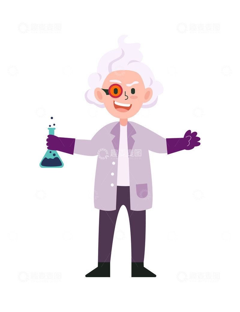 源文件下载【趣麦麦图】卡通简约疯狂科学家
