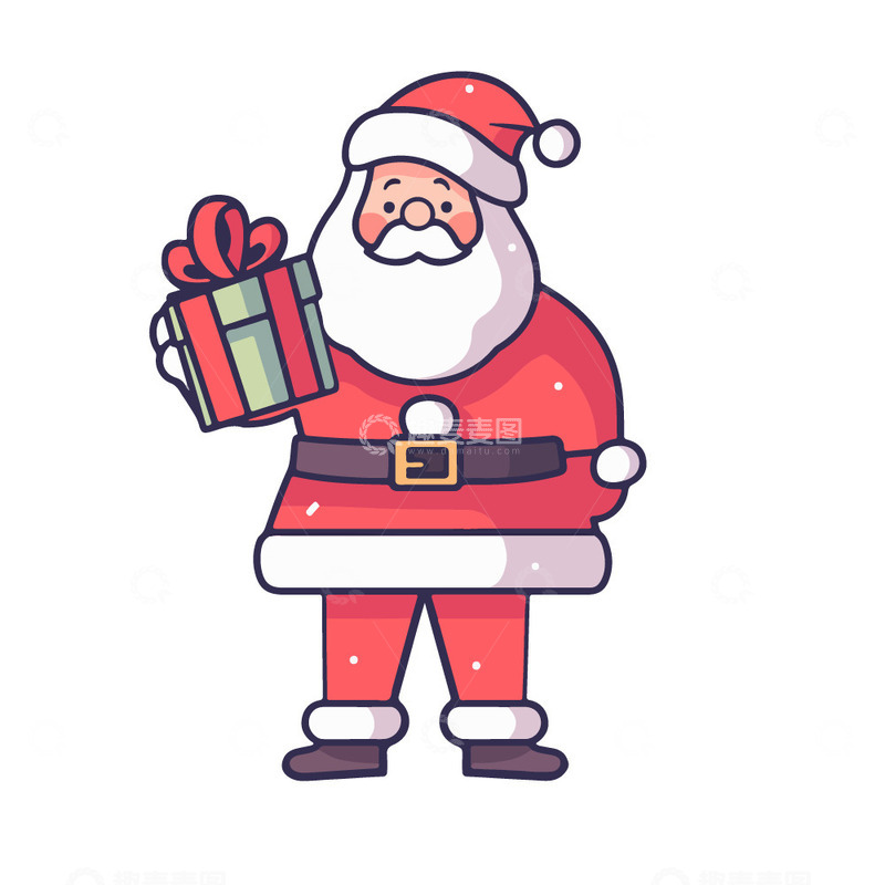源文件下载【趣麦麦图】拿着礼品的圣诞老人
