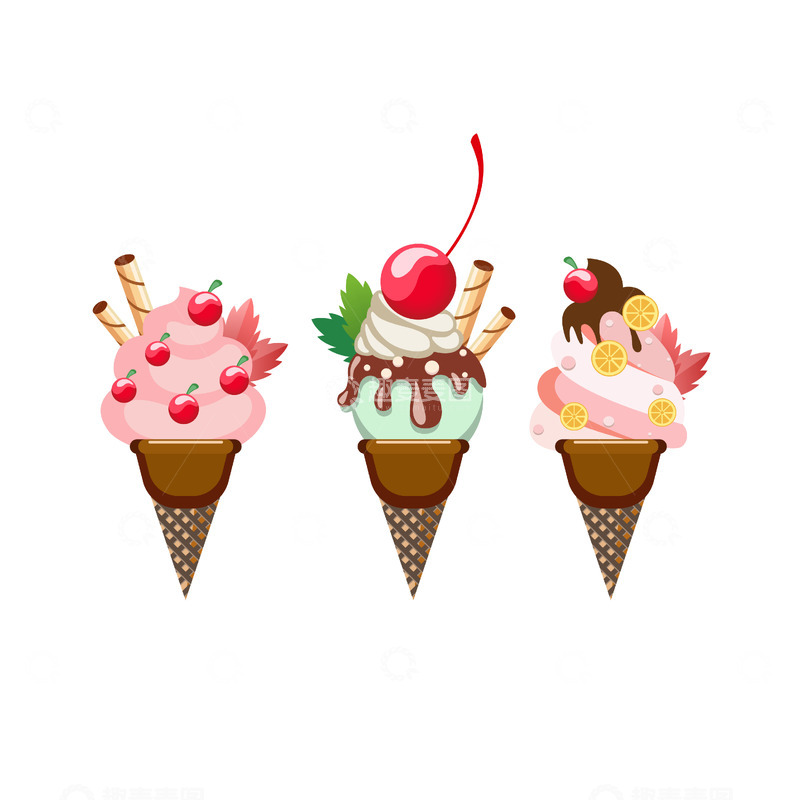 源文件下载【趣麦麦图】冰淇淋，甜品，甜美