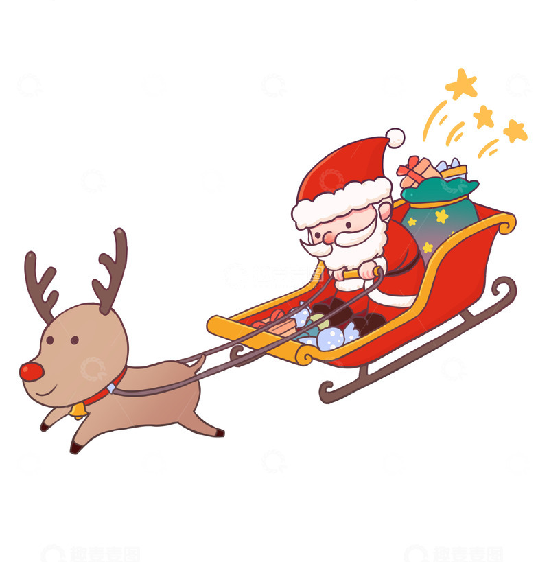 源文件下载【趣麦麦图】圣诞老人拉雪橇元素