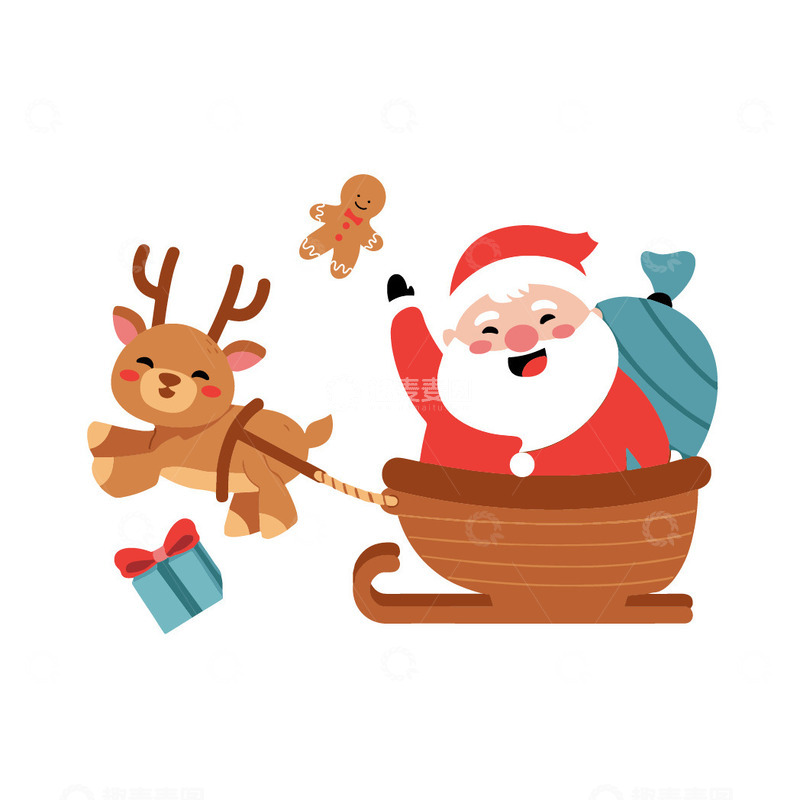 源文件下载【趣麦麦图】麋鹿圣诞老人送礼物