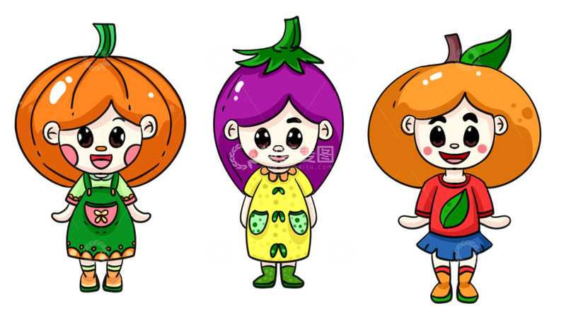 源文件下载【趣麦麦图】可爱卡通人物蔬菜小姐