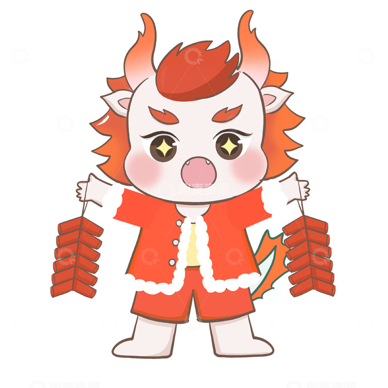 新年龙年小龙放鞭炮