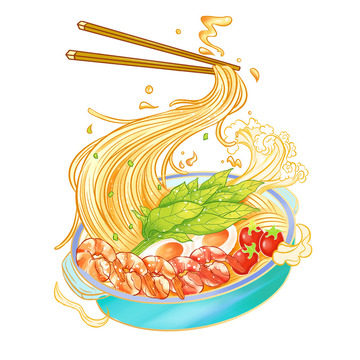 拉面手绘插画元素