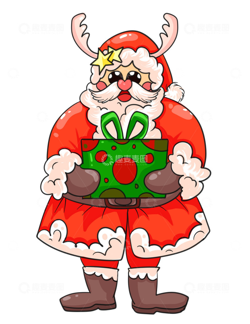 源文件下载【趣麦麦图】送大礼物的圣诞老人