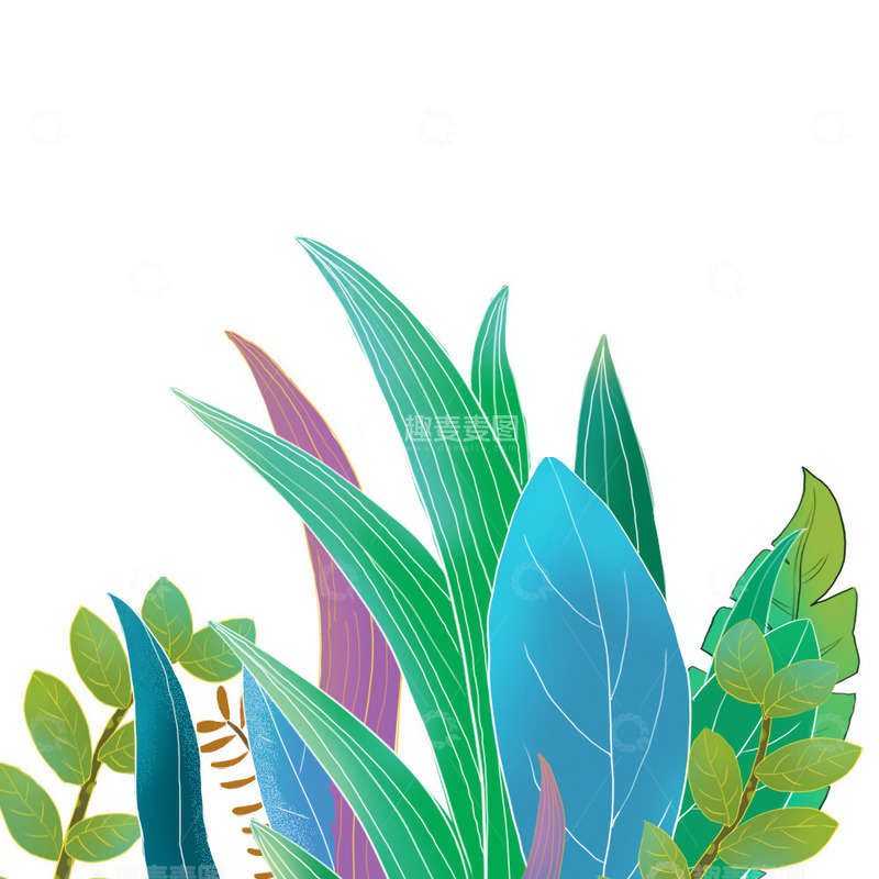 源文件下载【趣麦麦图】-绿色植物手绘插画元素