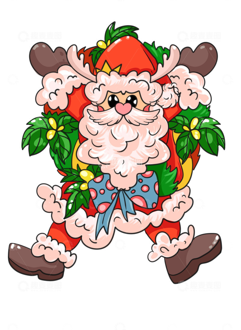 源文件下载【趣麦麦图】装饰花圈圣诞老人