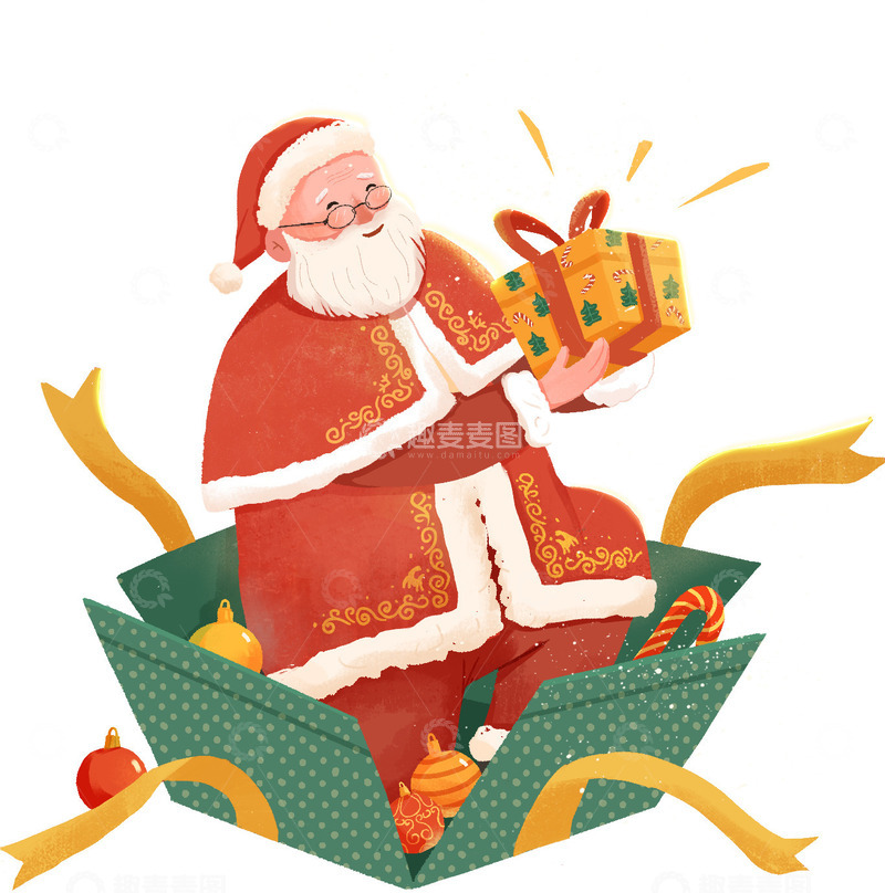 源文件下载【趣麦麦图】圣诞节圣诞老人惊喜送礼物