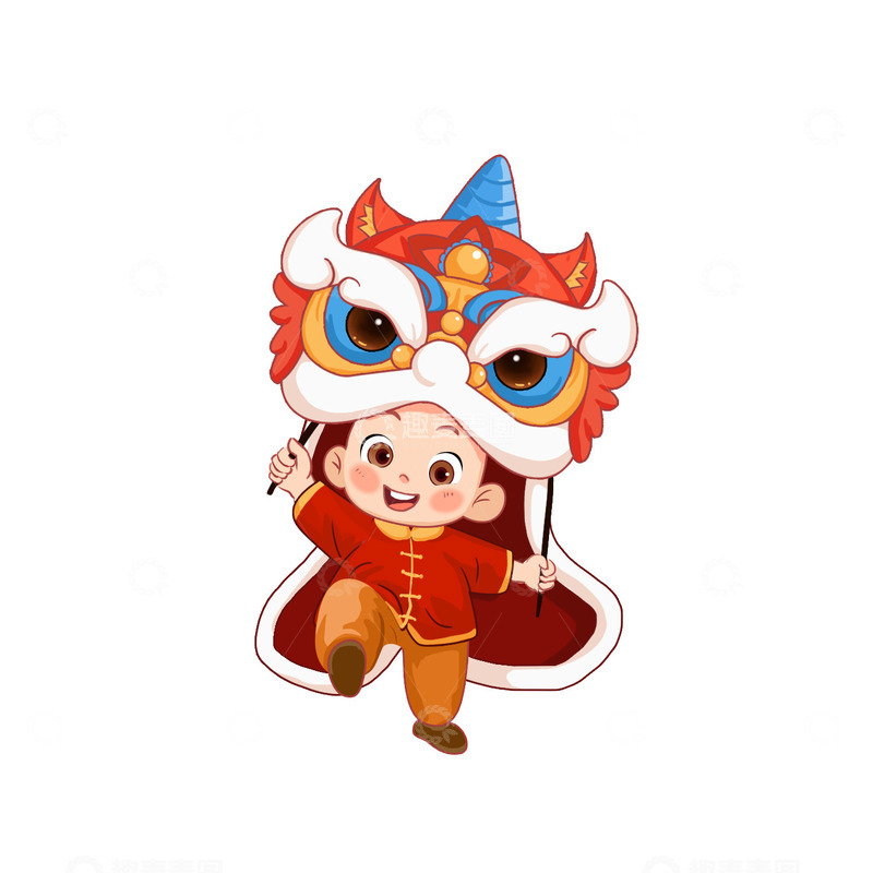 源文件下载【趣麦麦图】舞狮春节习俗