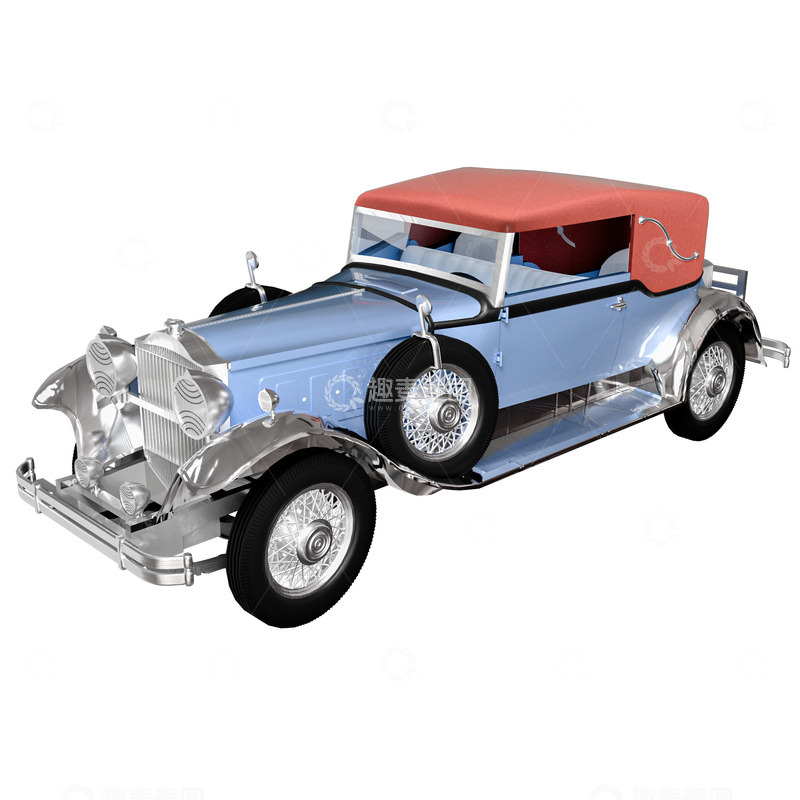 源文件下载【趣麦麦图】写实带内饰复古老爷车