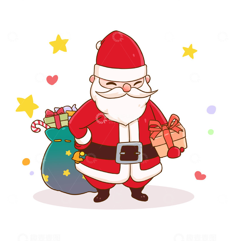 源文件下载【趣麦麦图】圣诞老人送礼物