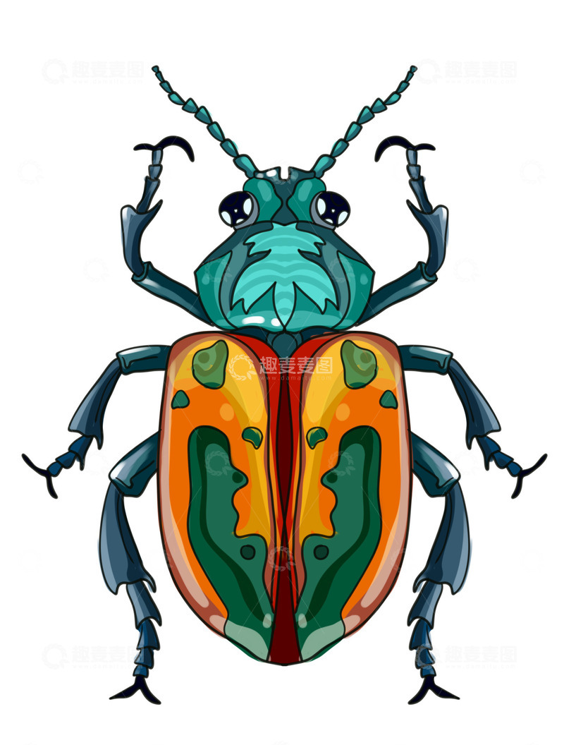 源文件下载【趣麦麦图】昆虫大世界绿黄色甲壳虫