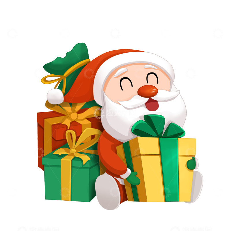 源文件下载【趣麦麦图】送礼物的卡通圣诞老人
