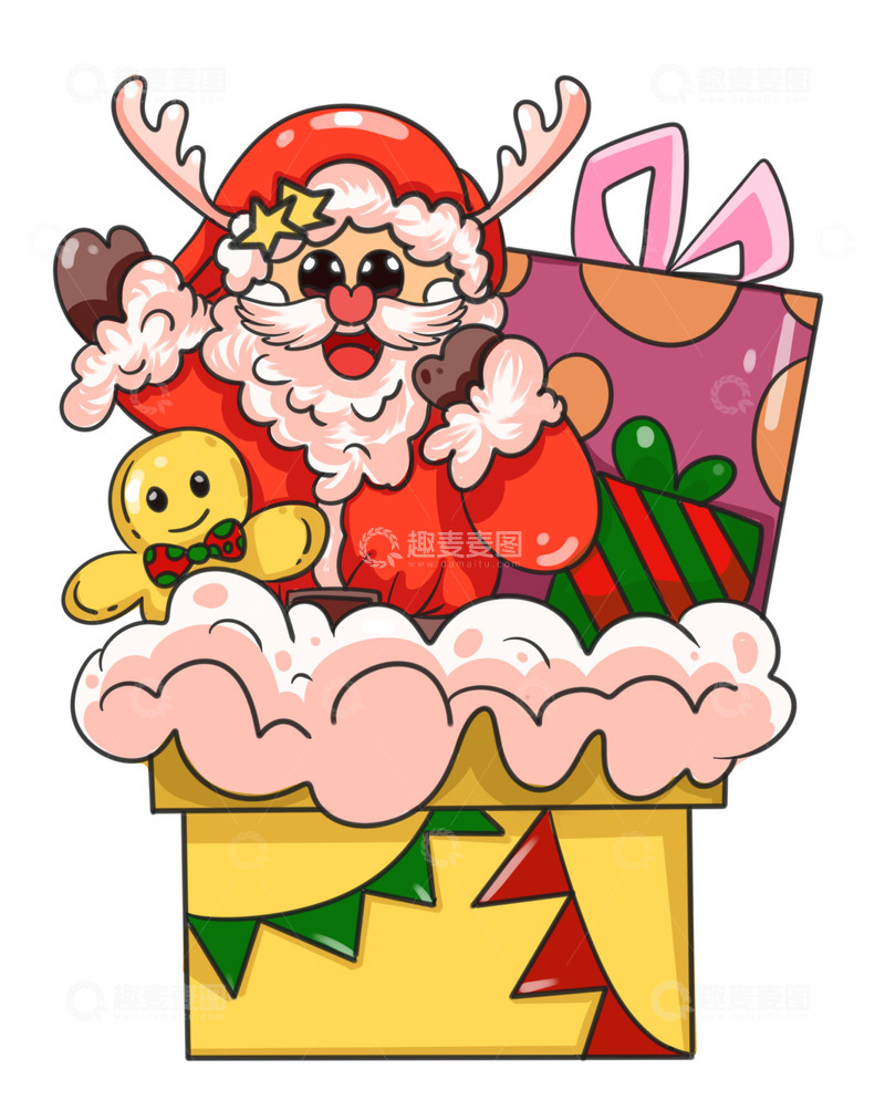 源文件下载【趣麦麦图】礼物圣诞老人与饼干