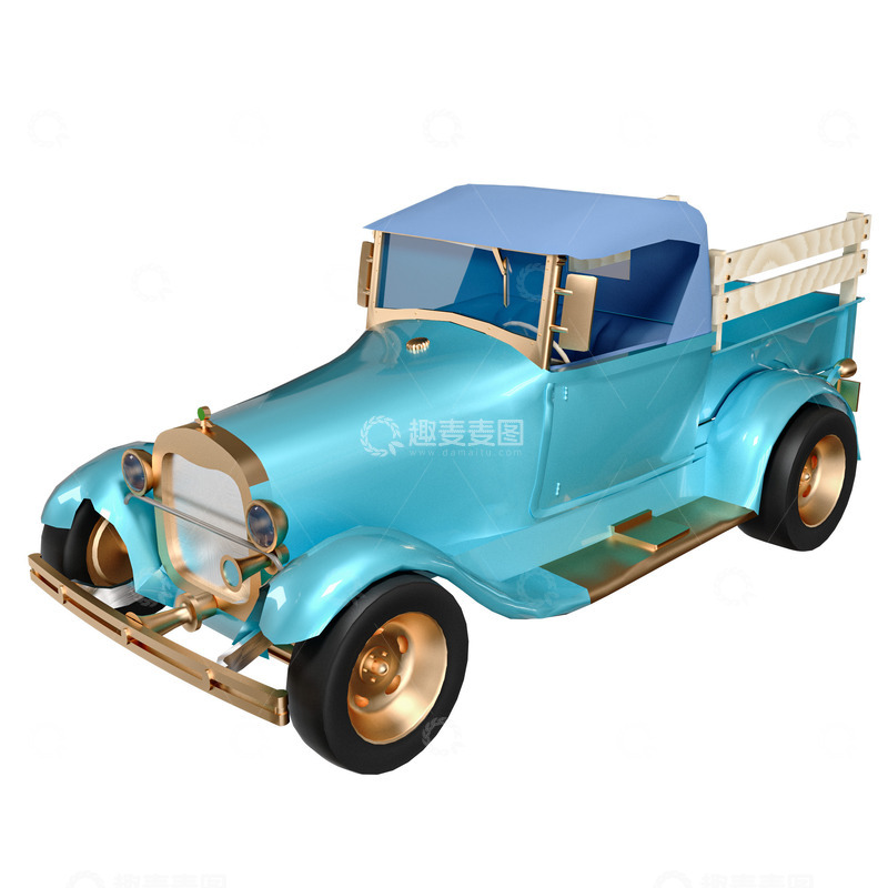 源文件下载【趣麦麦图】复古皮卡汽车