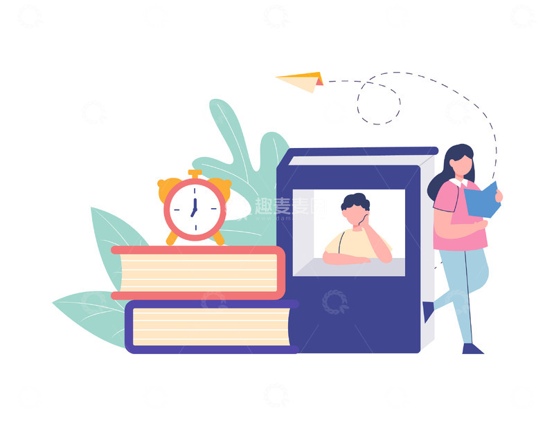 扁平人物阅读书本