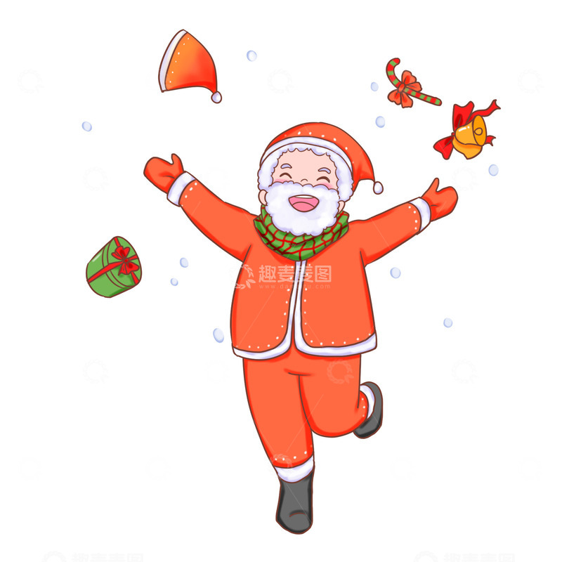 源文件下载【趣麦麦图】圣诞老人撒礼物送大礼