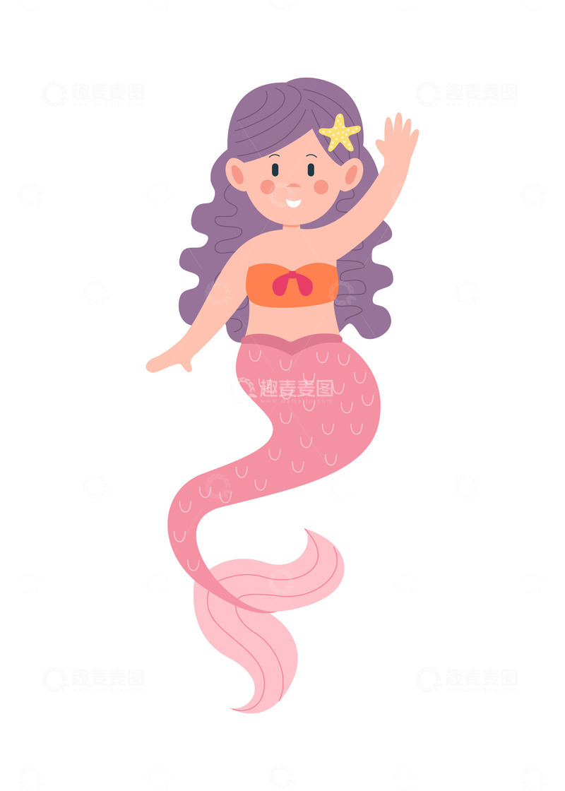 源文件下载【趣麦麦图】卡通简约可爱的人鱼公主