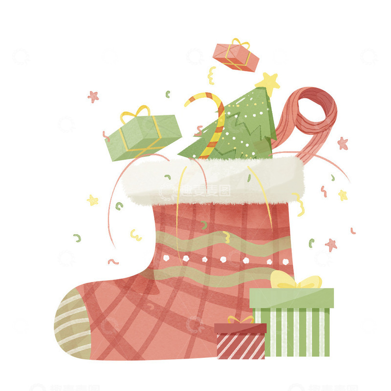 源文件下载【趣麦麦图】圣诞节圣诞袜