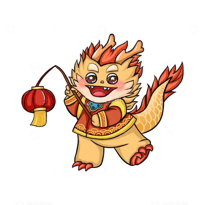 源文件下载【趣麦麦图】龙年元素提灯笼的小龙