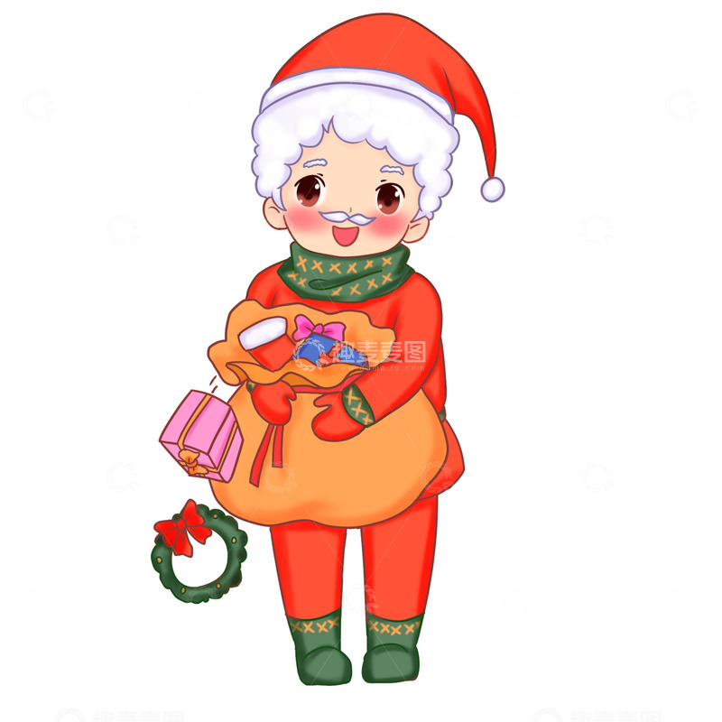 源文件下载【趣麦麦图】圣诞老人来送礼物