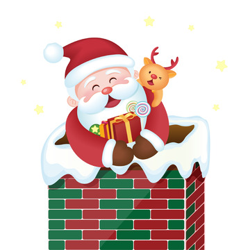 矢量欢快圣诞老人卡通装饰插画元素