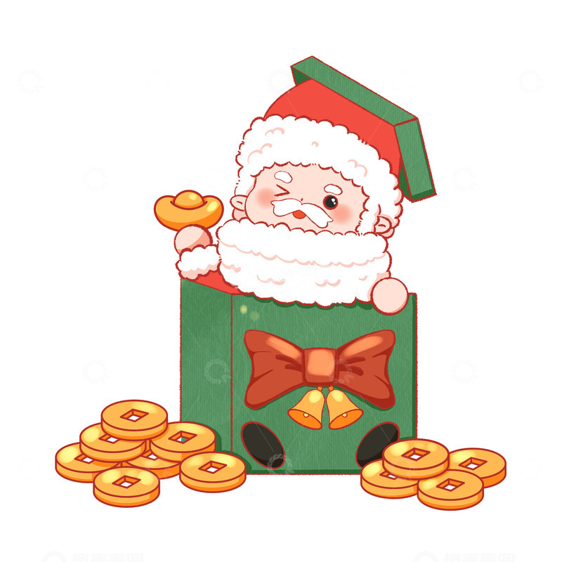 源文件下载【趣麦麦图】卡通金币圣诞老人