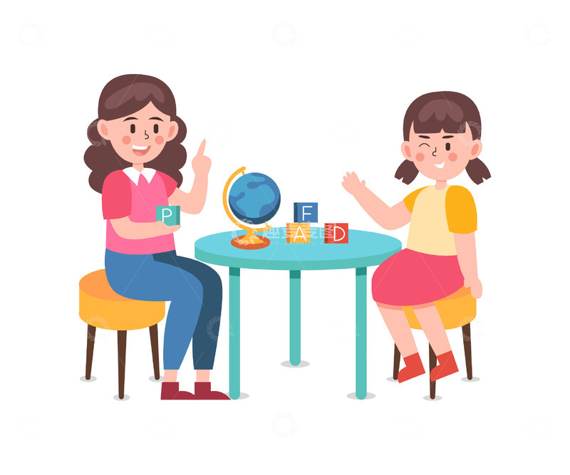 源文件下载【趣麦麦图】卡通简约老师教导学生