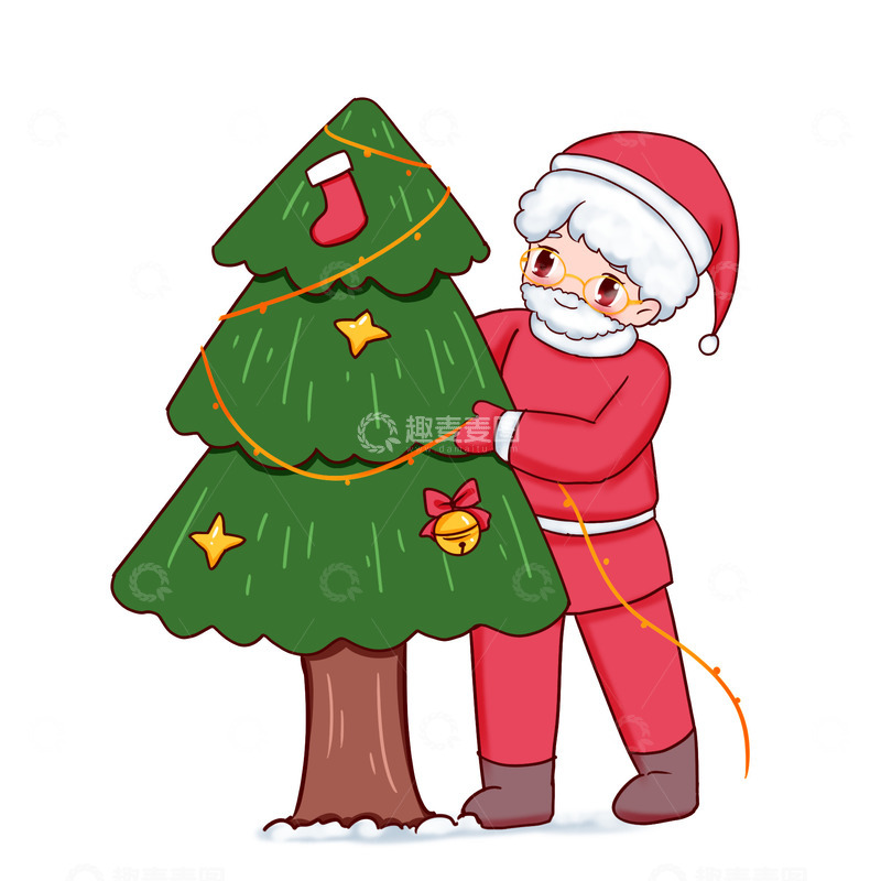 源文件下载【趣麦麦图】圣诞老人装扮圣诞树