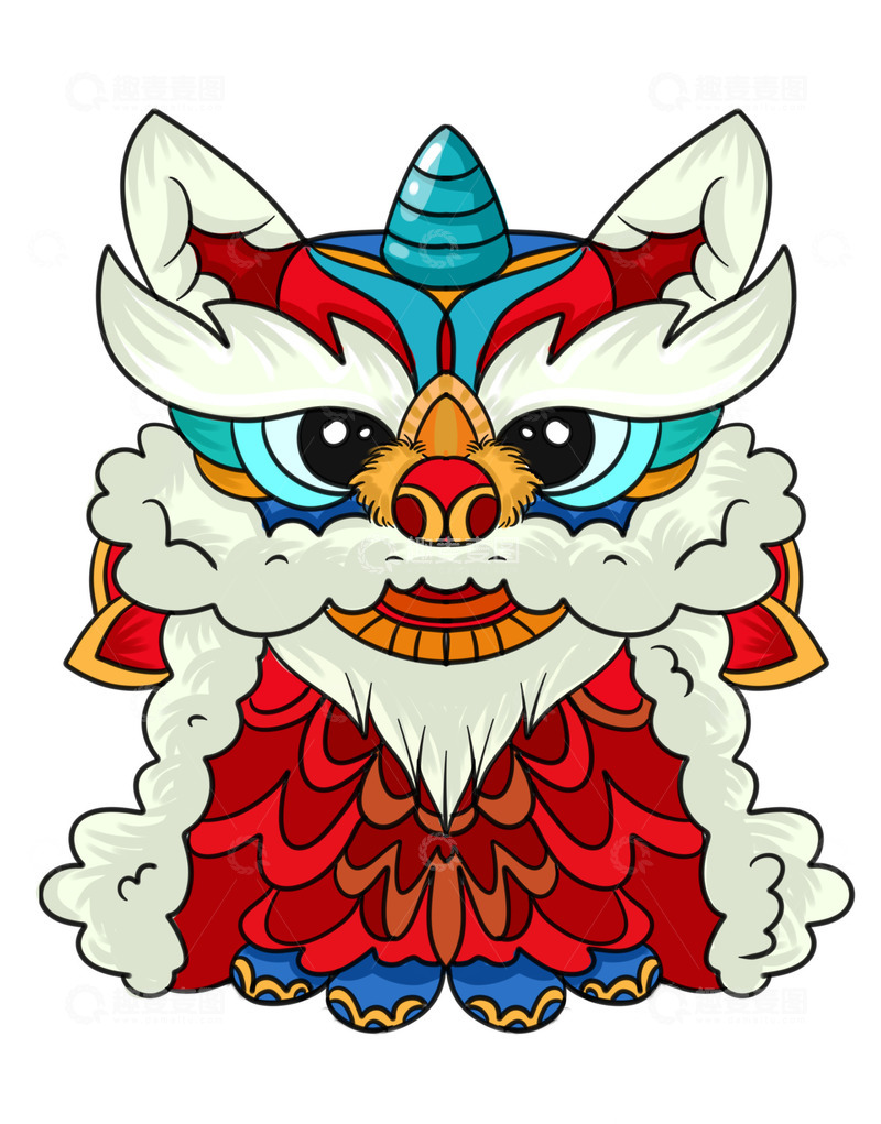 源文件下载【趣麦麦图】-卡通新年舞狮子