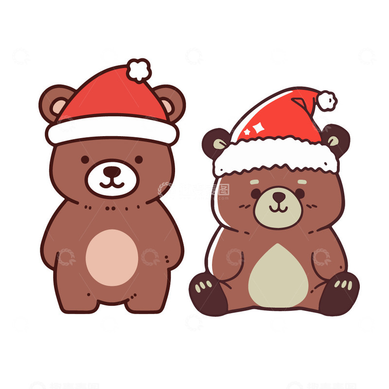 源文件下载【趣麦麦图】过圣诞节的小熊