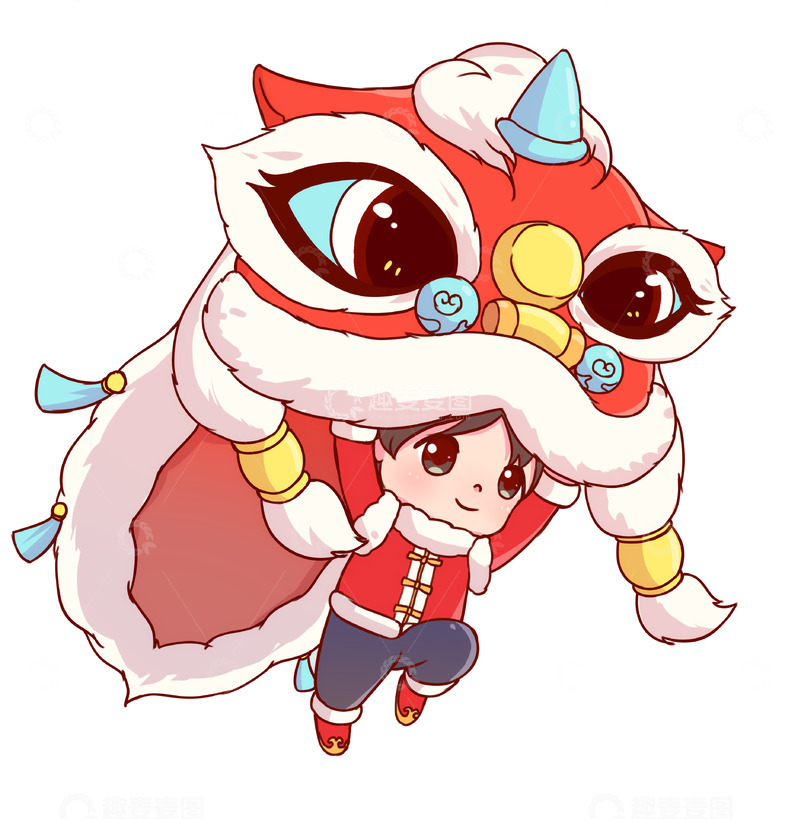 源文件下载【趣麦麦图】舞狮跳起素材