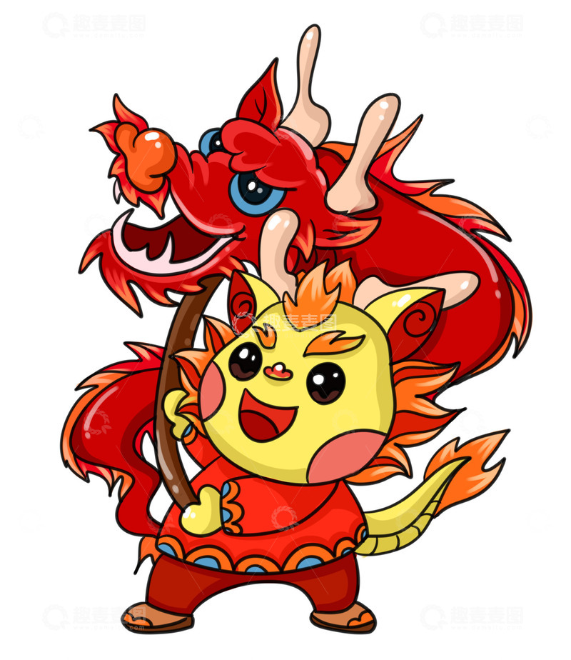 源文件下载【趣麦麦图】-红色喜气洋洋过大年舞龙